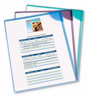 Avery Corner Lock Document Sleeves, Holds up to 20 Sheets, Assorted Colors, 6 Plastic Sleeves (72262) 6 Covers